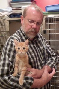 Rick with an adoptable kitten in Grand Islands NE